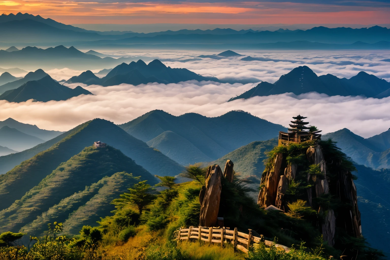 Landscape Photography,Huangshan, China,pine,Where to go、Mountains,Big scene,Sea of Clouds,Golden Hour,HD,National Geographic Award-winning Photography