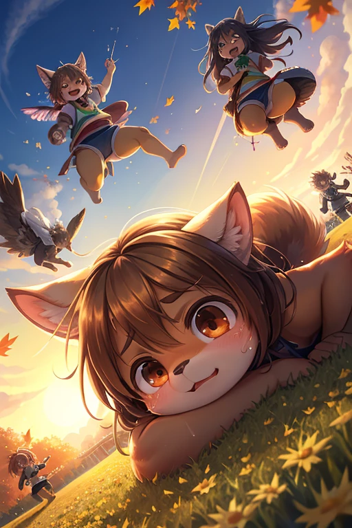 Unrealistic Perspective , dynamic angle , rule of thirds Layout , Bokeh , dynamic action , realistic hairy fur , round face , moist round eyes , Swollen cheeks , hair ties , Short stature , accidents , Happenings , sensational , front view , top view , back view , side view , from above , from below , Joy, anger, sorrow, and happiness , Pleasure , Pain , sit , standing , lying down , lying back , squad , jump , Fluttering in the wind , zoom blur , Spring, Summer, Autumn, Winter , The pain of separation , Pain of meeting with hatred ,
Don't look down, don't look back , You are beautiful , Even if you lose the battle, you are beautiful, play sports scene