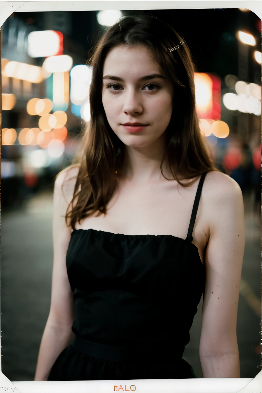 polaroid photo, night photo, photo of 24 y.o beautiful woman, pale skin, bokeh, motion blur