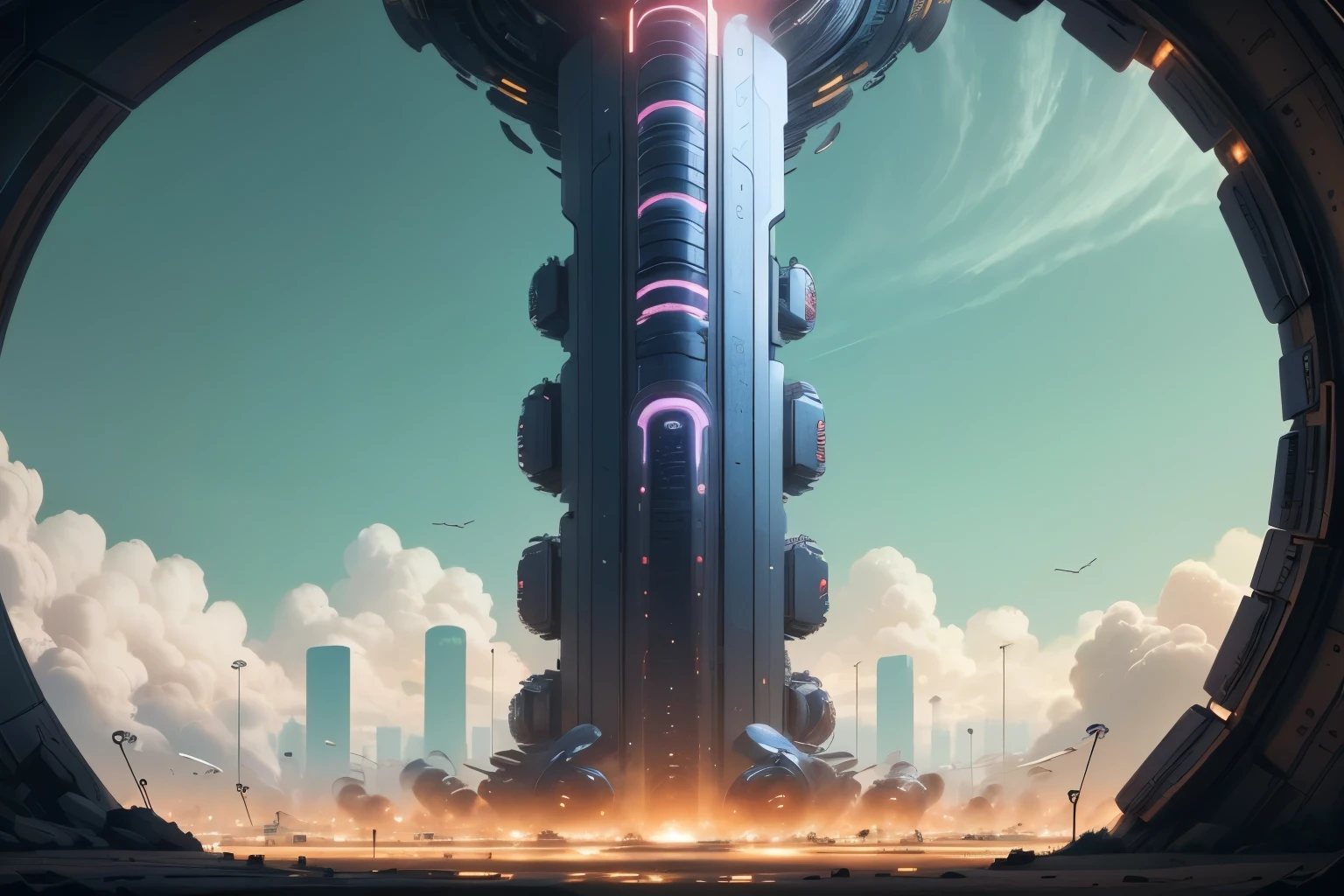 Cyberpunk city in the wasteland wallpaper