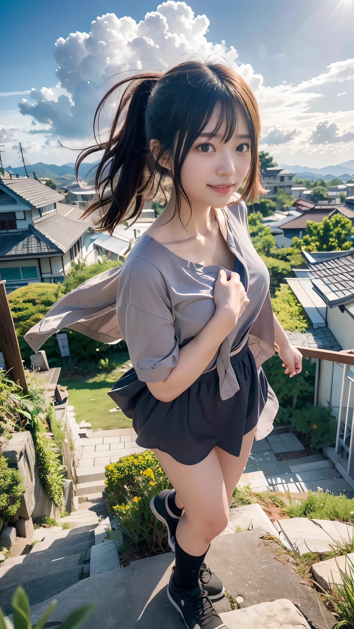anime風の女性キャラクターのカラフルなプロフィール写真. anime「My Favorite 」has characteristics that are clearly different from. The setting is sunset on the mountaintop. The environment is fantastic and adventurous. The camera settings are、A digital camera with a low ISO setting. This lens is a medium aperture zoom lens.. キャラクターデザインは日本のイラストレーターとanimeーターにインスピレーションを受けた, Akiko Sterrenberger, Photographed by Makoto Shinkai, Your Name。Director of, Large Breasts, Baby n, (I feel like being totally naked), nice smile