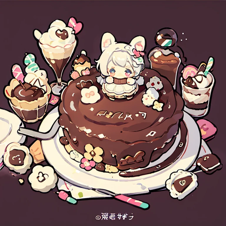 cute artstyle, cute color, cute design, cute icon, chocolate shortcake, chocolate cake, 🍫  , chocolate cakes , food menu list