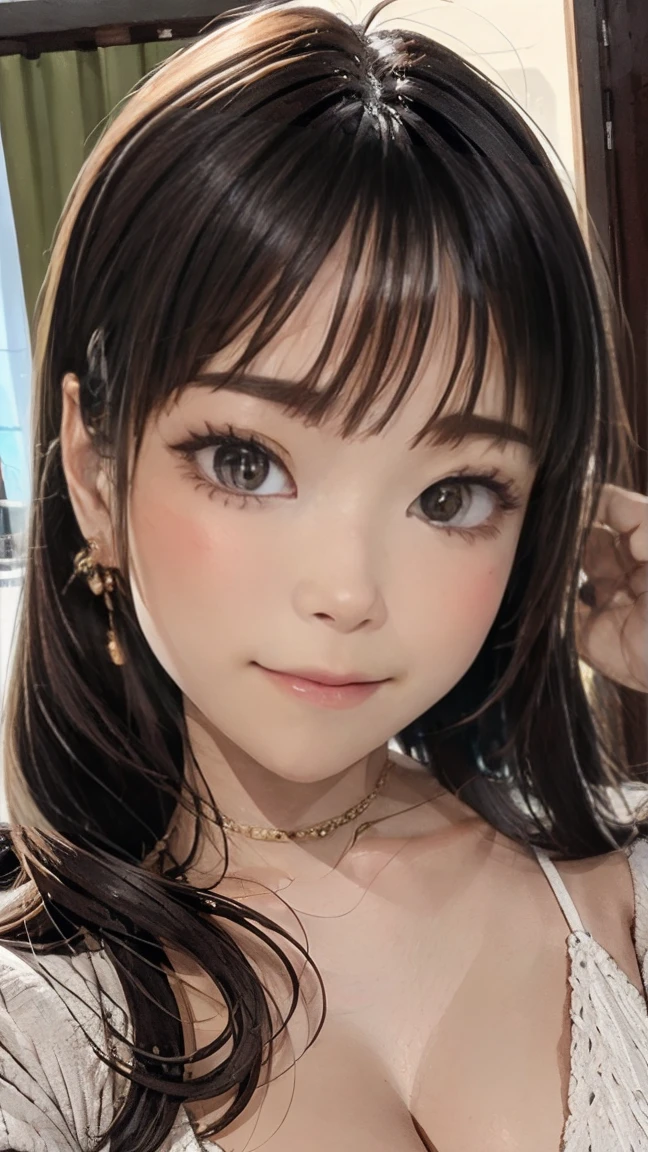 ((((highest quality)))), (((Ultra-precision CG 16K))), (((masterpiece))), (((Very detailed))), (((Extremely detailed))), (((Black outline:1.3, Written boundary depth:1.3 , Written soft outline))), Blur, Bokeh, Maximum clarity and sharpness,Multilayer Texture, Surface Shading, Cinematic lighting, Beautiful details sparkle ,Perfect Proportions, Limited to one woman, BREAK accurate, Anatomically correct, Highly detailed face and skin texture, drawn in detail, Highly detailed facial and skin texture, Detailed eyes, beautiful hair, Beautiful Japanese Idol face, Beautiful and beautiful eyes, Beautiful body, Beautiful breasts, Beautiful thighs, Beautiful legs, Beautiful fingers, (Beautiful views) , skinny body,  ((Beautiful Skin)), ((Skin Texture)) BREAK breast enlarged, large Breasts, perky , (blush, archaic smile:1.3, brown eyes, pink cheek, Double eyelids, Thin eyebrows, narrow eyes:1 Natural cheeks, Glossy skin, Fair skin:1.2, (Glossy lips:1.4, shiny lips: 1.4 ), high school student, Attractive adult woman ) , twin braid, Long Hair, Striped Hair, Hair Intake, Inner hair color, BREAK nail art, necklace, Bridal Ring, wearing a watch BREAK (((on all fours:1.3 , from front, from below , closeup of face, cowboy Shot, looking at viewer, \(A face waiting for a kiss\):1.3))),  ((on a bed:1.3)), 