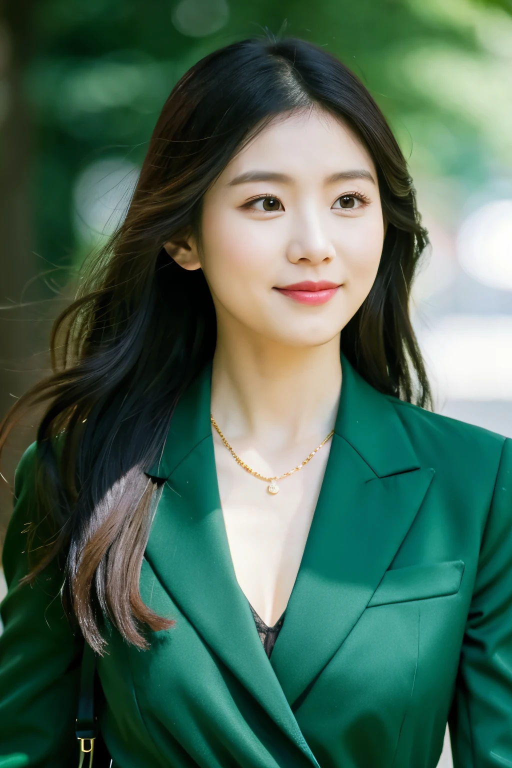 a woman with long hair wearing a black dress and a green belt, jaeyeon nam, portrait of female korean idol, lee ji - eun, lee ji-eun, Yoshitomo Nara, park ji-min, hwang se - on, sui ishida with black hair, lalisa manobal, chiho