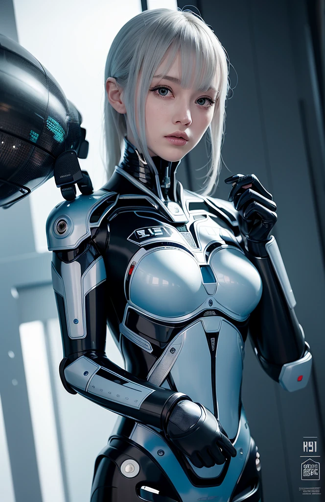 Complex 3d rendering ultra detailed beautiful porcelain profile female Android face, robot, robot parts, 150 mm, beauty的工作室柔和的灯光, Rim Light, Vivid details, Gorgeous Cyberpunk, Race, Hyper-realistic main section, Facial muscles, Cable, Microchips, elegant, beauty的背景, Octane Rendering, HR Giger style, 8K, Top quality, masterpiece, illustration, Very delicate and beautiful, Very detailed, CG, Unite, wallpaper, (Practical, photoPractical: 1.37), wonderful, Meticulous attention to detail, masterpiece, best quality, Official Art, Very detailed CG unity 8K wallpaper, absurd, incredibly absurd, robot, Android, , whole body, permanent, Large target, 170 cm, 50kg, beauty, Metallic suit, tall and thin