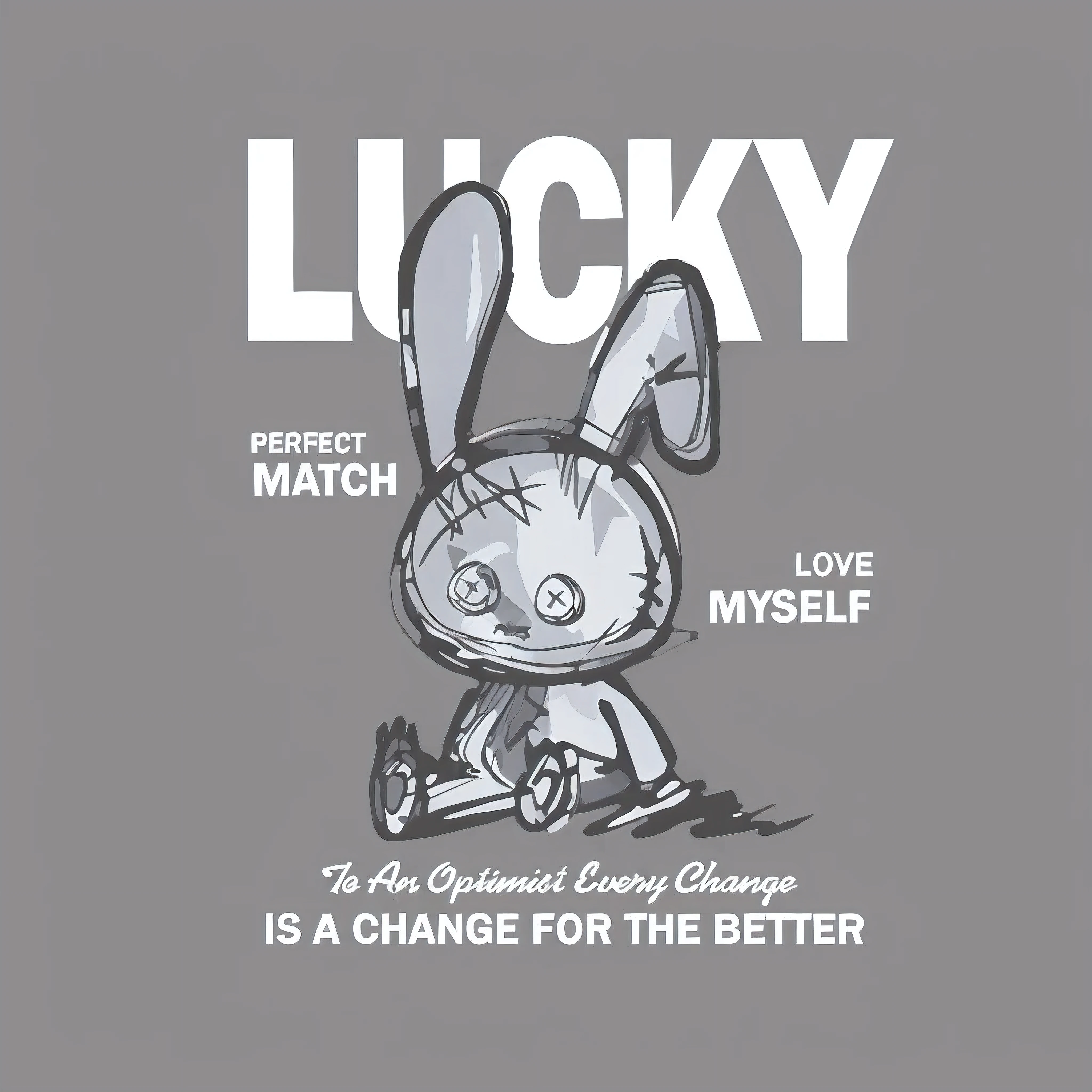 lucky is a chance to Change the game, cute anthropomorphic rabbit, looks different, perfect, rabbit, anthropomorphic rabbit, perfect design, Lovely characters, rabbit, rabbit_rabbit, artifice, playboy rabbit, Mascot illustration, inspired by Mihály Zichy, T-shirt design, Practical!!, very convincing, very Practical, Change