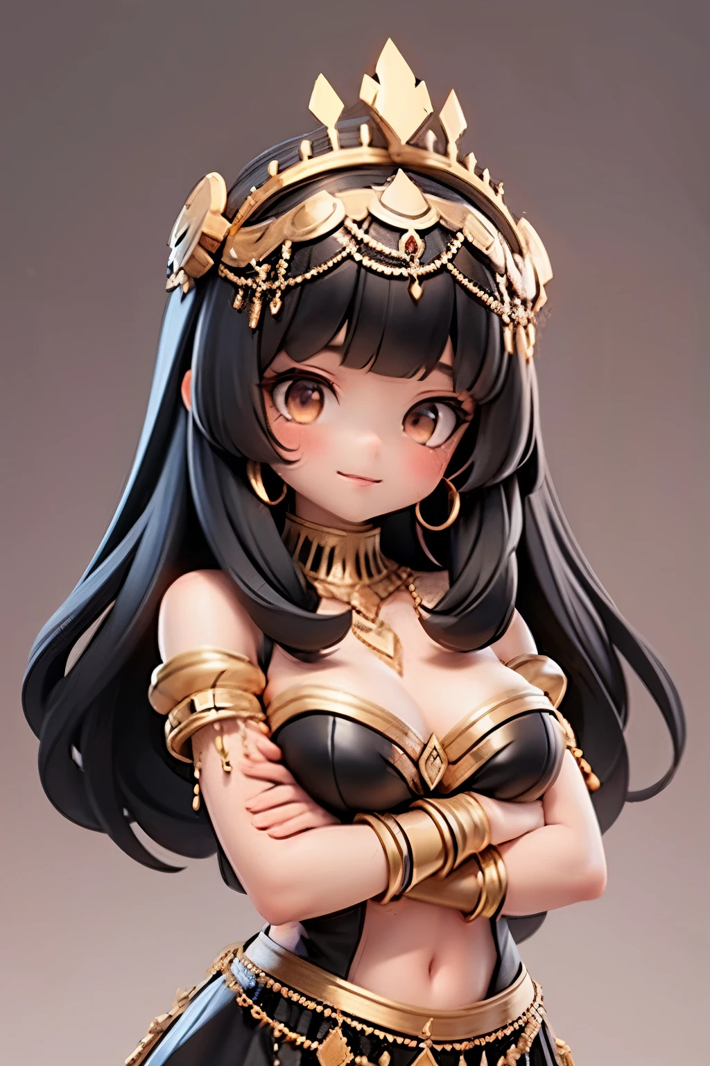 Cleopatra,black hair,Simple background,Sexy,breast,accessories,cute,happy,Medium-length hair
