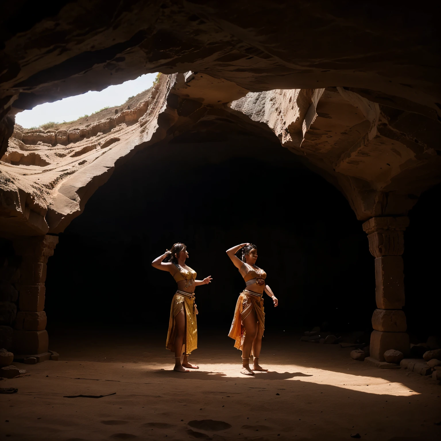 super quality, 8k, photo quality, accurate details, realistic look, three blondes kiss, fair skin, covered in smoke, no clothes, in an ancient temple. Egyptian hieroglyphs, signs of the sun and moon on the walls, large breasts and big pink nipples, buttocks stuck out, women hugging you. Full women's figures, long shapely legs, round buttocks