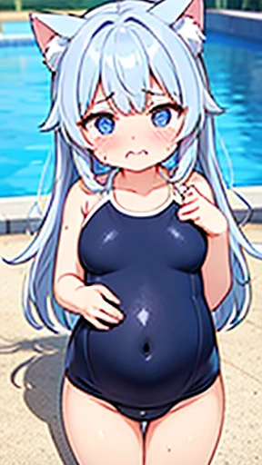 Have cat ears、work、Looks very painful、Small face、、Very embarrassed look、Big Breasts、Very impatient、Trembling、Sweating、Are pregnant、disease、abdomen、Fixed、abdomen、Wearing a swimsuit、Show your belly、One Girl、Swimming