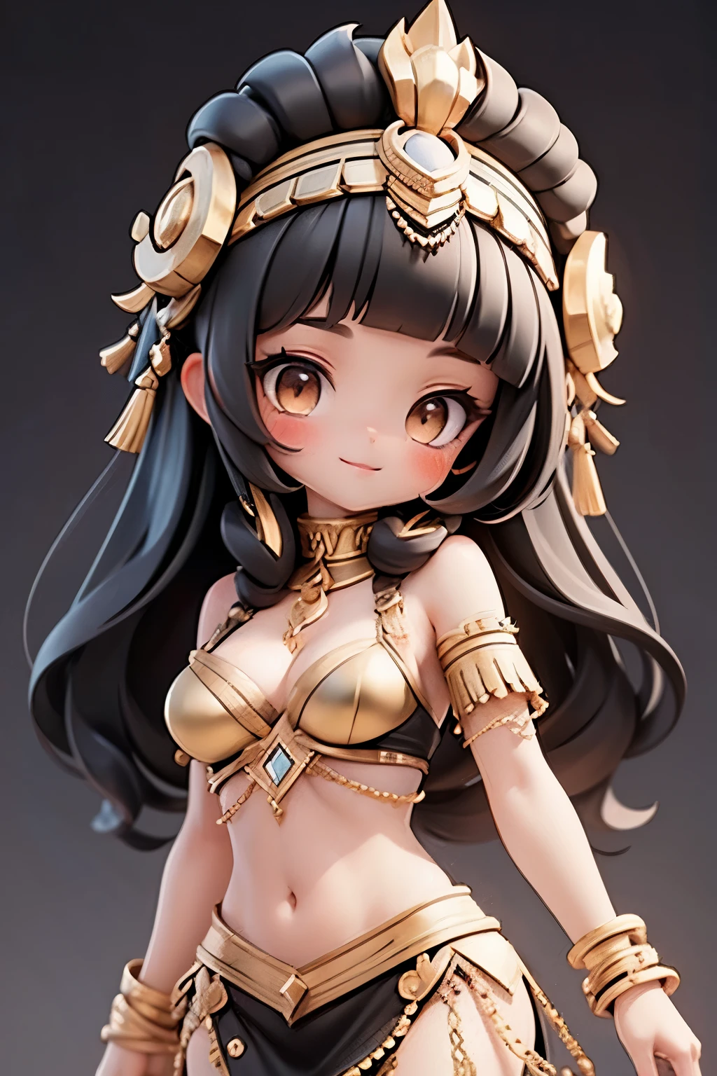 Cleopatra,black hair,Simple background,Sexy,breast,accessories,cute,happy,Medium-length hair
