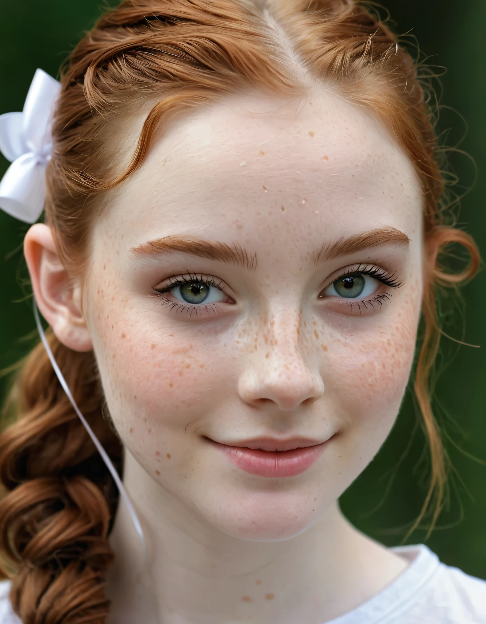 Detailed and realistic photography of a woman with freckles, round eyes and long messy ponytail, baseball cap, dawn light, sunglow, sunburst, hazy morning, alexis bledel, innocent, wearing white lingerie skin texture, chapped lips, dramatic natural lighting, portrait photography, 85mm lens, magical photography, dramatic lighting, photo realism, ultra-detailed, Cinestill 800T
