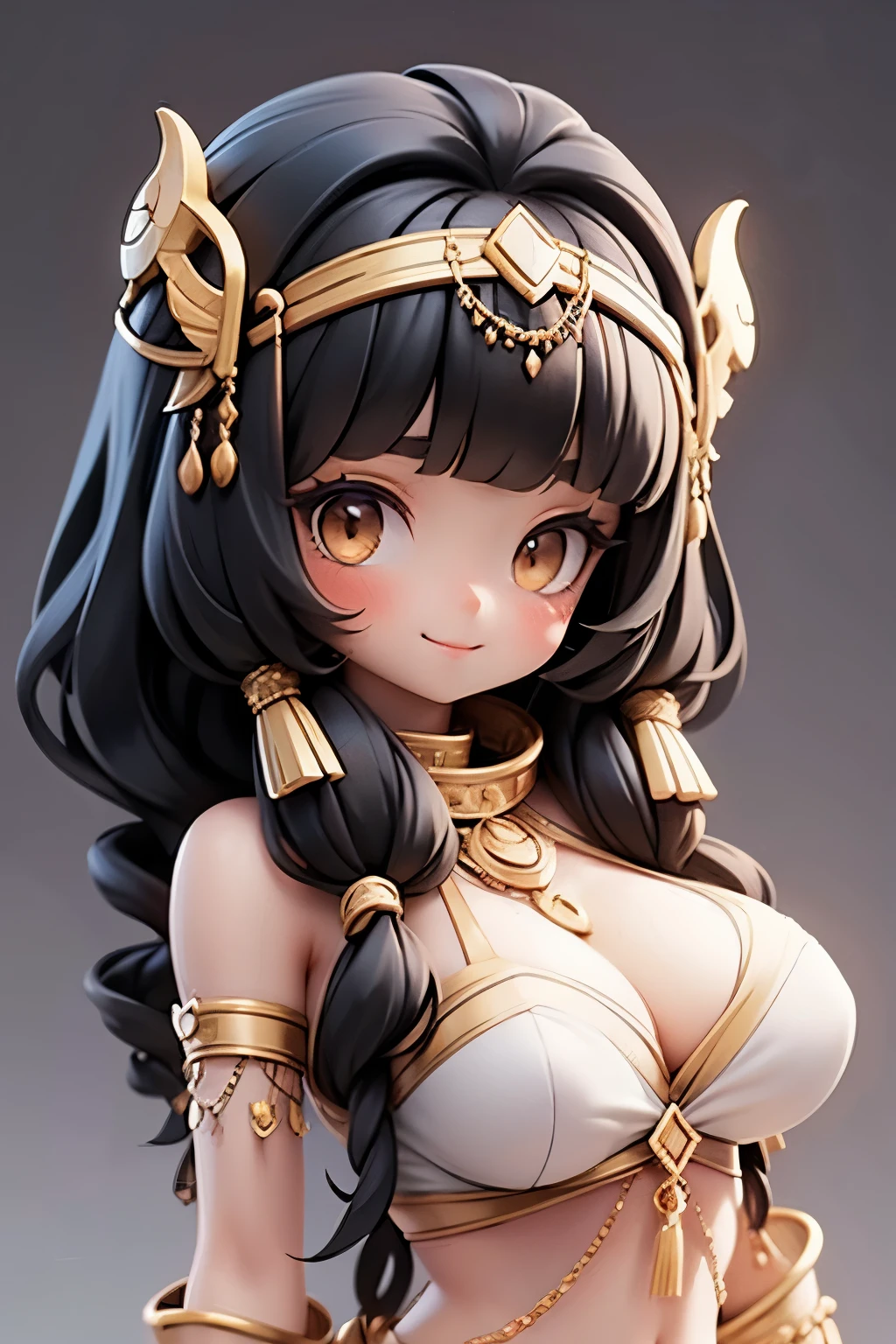 Cleopatra,black hair,Simple background,y,brecessories,cute,happy,Medium-length hair
