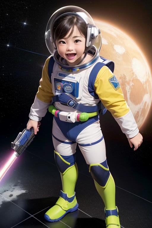 ((8K, RAW photos, top quality, masterpiece: 1.2)), (realistic, photorealistic: 1.37), iconic cartoon character, young and energetic, Space Ranger uniform, toy story, highly detailed textures, (space helmet: 1.2), (laser gun: 1.2), standing in a (vibrant, colorful: 1.2), toy store, realistic lighting, dynamic pose, (full body shot: 1.2), (high angle shot: 1.2), smiling, (highest quality: 1.0), ultra high resolution: 1.0), (photo-realistic: