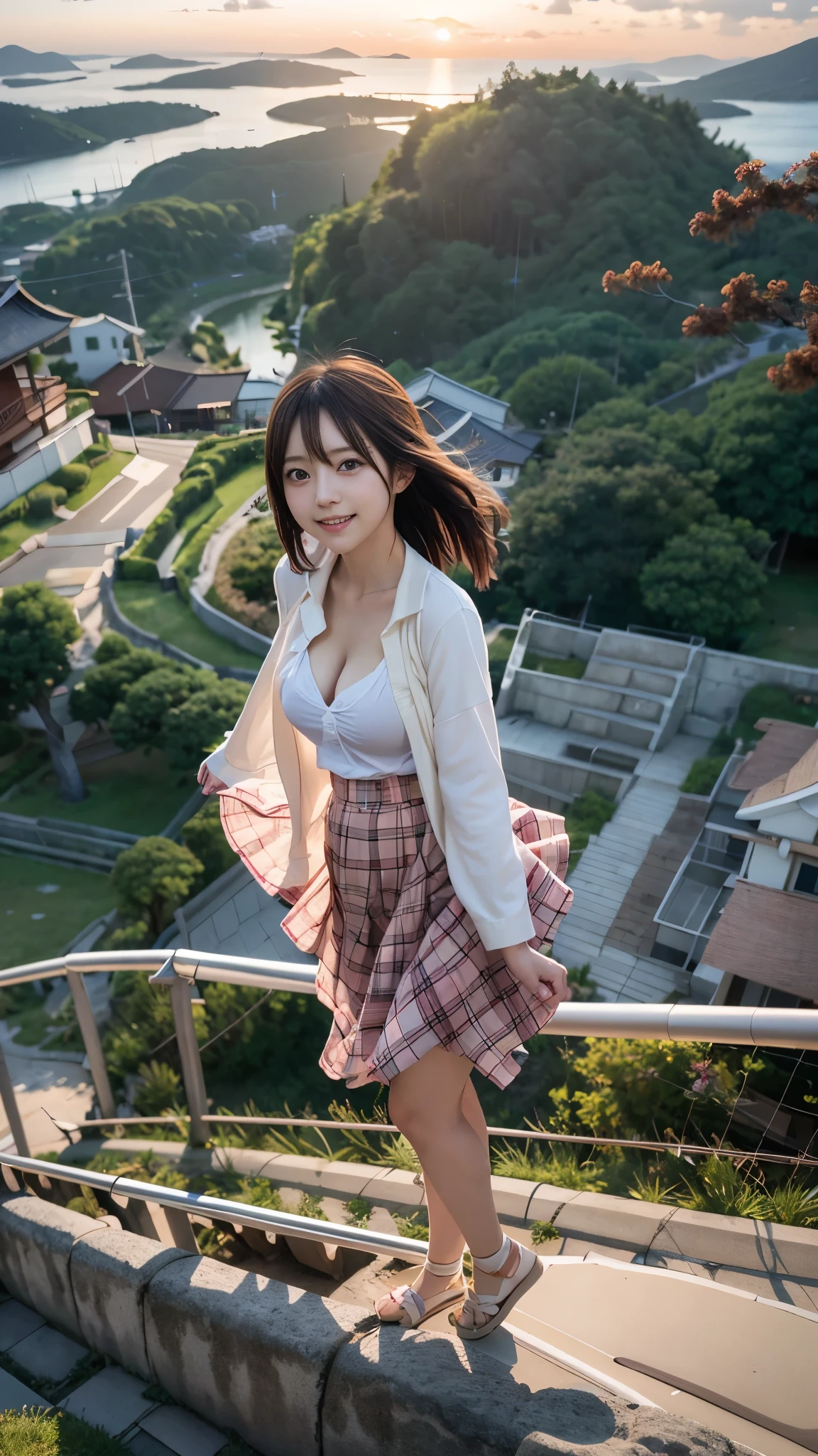 anime風の女性キャラクターのカラフルなプロフィール写真. anime「My Favorite Child」has characteristics that are clearly different from. The setting is sunset on the mountaintop. The environment is fantastic and adventurous. The camera settings are、A digital camera with a low ISO setting. This lens is a medium aperture zoom lens.. キャラクターデザインは日本のイラストレーターとanimeーターにインスピレーションを受けた, Akiko Sterrenberger, Photographed by Makoto Shinkai, Your Name。Director of, (Baby Face), (Large Breasts), (Cleavage:1.2), (Open-minded feeling), (I feel like being totally naked), (nice smile), (Hair flying in the wind and skirts rolling up:1.3), (Detailed eyes and face:1.2), (Detailed hands:1.2), (Two Side Up:1.3)