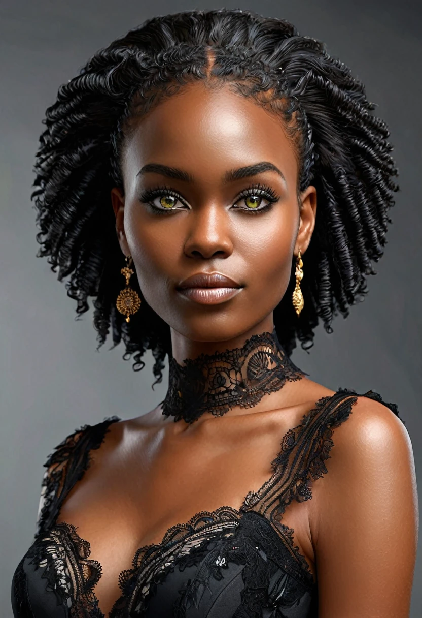 (((Femme noir africaine chauve, peau couleur ébène noir intense et profond, peau parfaite, pas de cheveux, femme chauve, aucun cheveux, crane parfait, en mouvement,  marche, full body, intelligente, finely embroidered lace bustier))), ((best quality, extremely detailed:1.8, hyperRéaliste:1.5, photorealistic:1.5, grande profondeur de champ, vue de face, very beautiful 35 year old woman, Prise de vue en direct, robe tailleur de directrice)), ((femme debout, she has a serious pose, bustier, dentelles fines et délicates)), ((detailed black african woman face looking at camera, yeux verts claire électrique, cheffe d'entreprise, crane chauve parfait)), (photorealistic), sharp eyes, poitrine push-up, very thin waist, jambes longues, longues jambes,  fine and detailed hands, femme charismatique, charisme, charismatique, sparkling eyes, cheffe d’entreprise, engineer, intelligente, directrice, scientifique, 