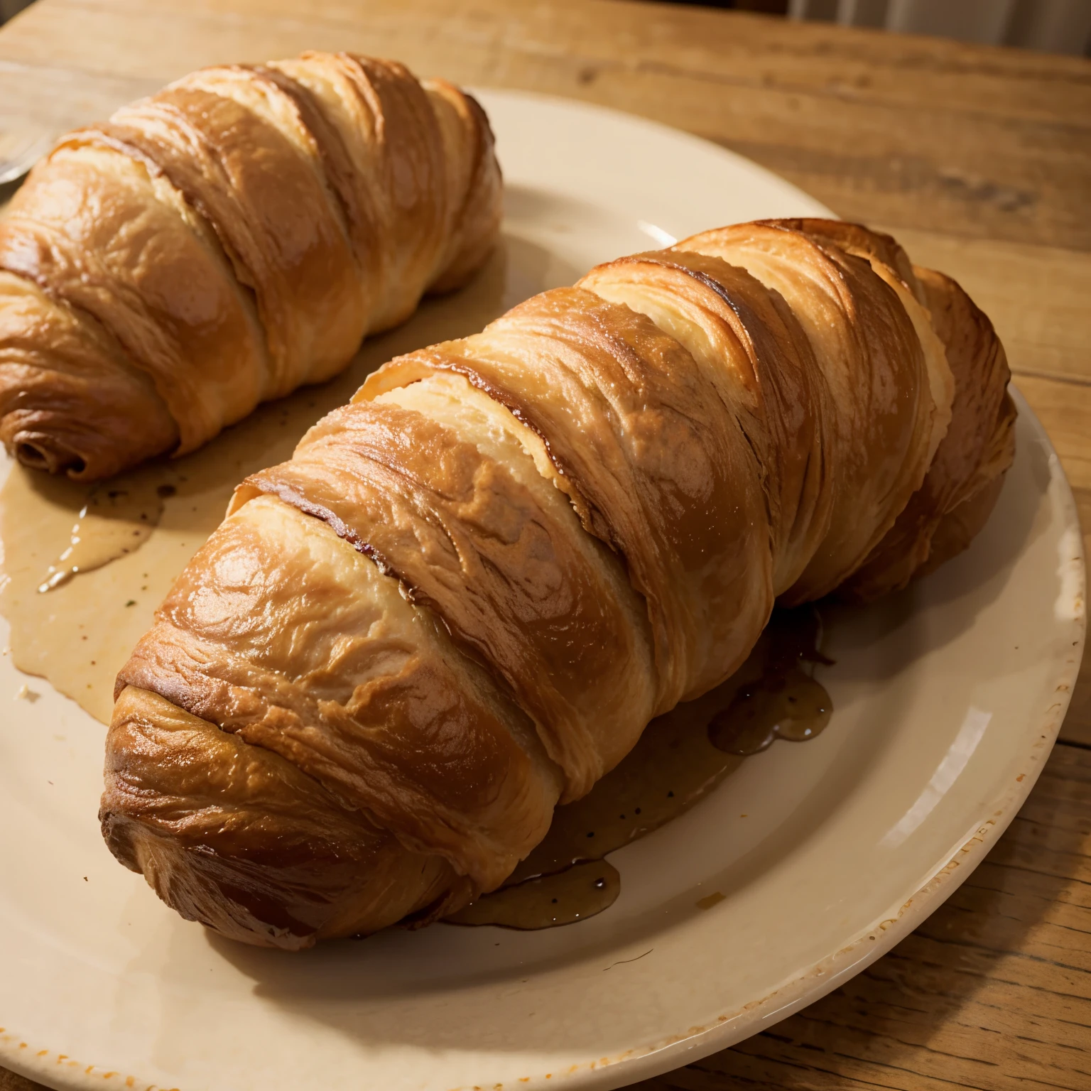 croissant on table with flowers photography