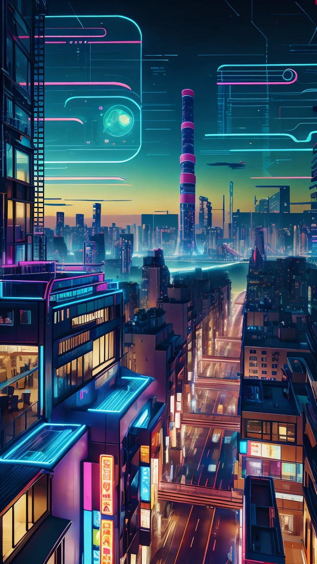 masterpiece, highest quality, High resolution, neon, Near future, Big cities, Color Cones, (Boro Apartments:1.1))