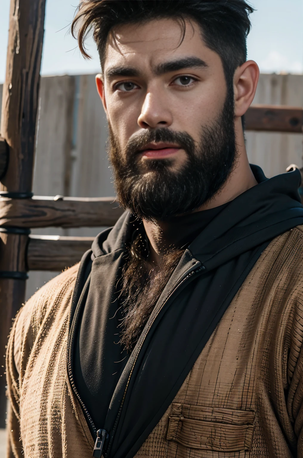 Handsome male,Big Muscle,beard,Set,Portrait photography,Hook of Holland,outdoor,Real and textured,Rough real skin,masterpiece,8K resolution
