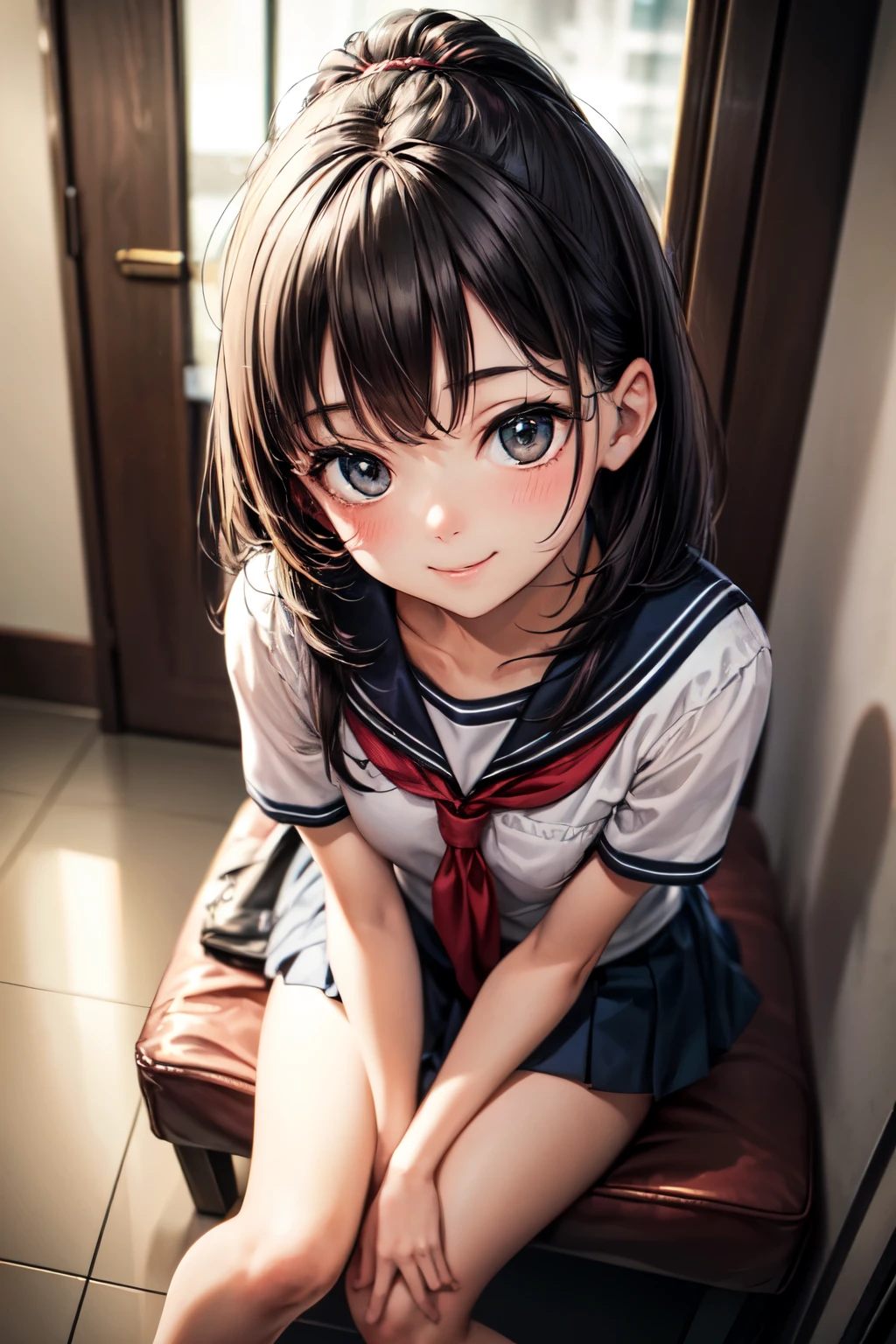 indoor, bedroom, sitting on bed:1.1, ((W sitting)), schoolgirl, long hair, brown hair, brown eyes, (perfect skin, realistic skin), seifuku, white shirt, white socks, white panty, fine fabric emphasis, sexy:1.1, smile, blush:1.2,  <lora:TakagiSan-clasicStyle-000008:0.60>, TakagiSanFirstStyle, (master piece:1.4, best quality:1.4, intricate details, highres, 8K, 4K, UHD, Ultra Detailed 8K CG, ultra high res, High quality texture, High quality shadow, HDR), nsfw