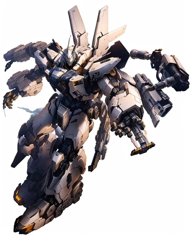 Close up portrait of robot holding gun isolated on white background, armored core style Mecha, cool Mecha style, an anime large Mecha robot, ferra white Mecha, modern Mecha anime, Mecha art, gear Mecha, # Mecha, Mecha anime, japanese Mecha, アラサカMecha, Mecha, メタルギアMecha