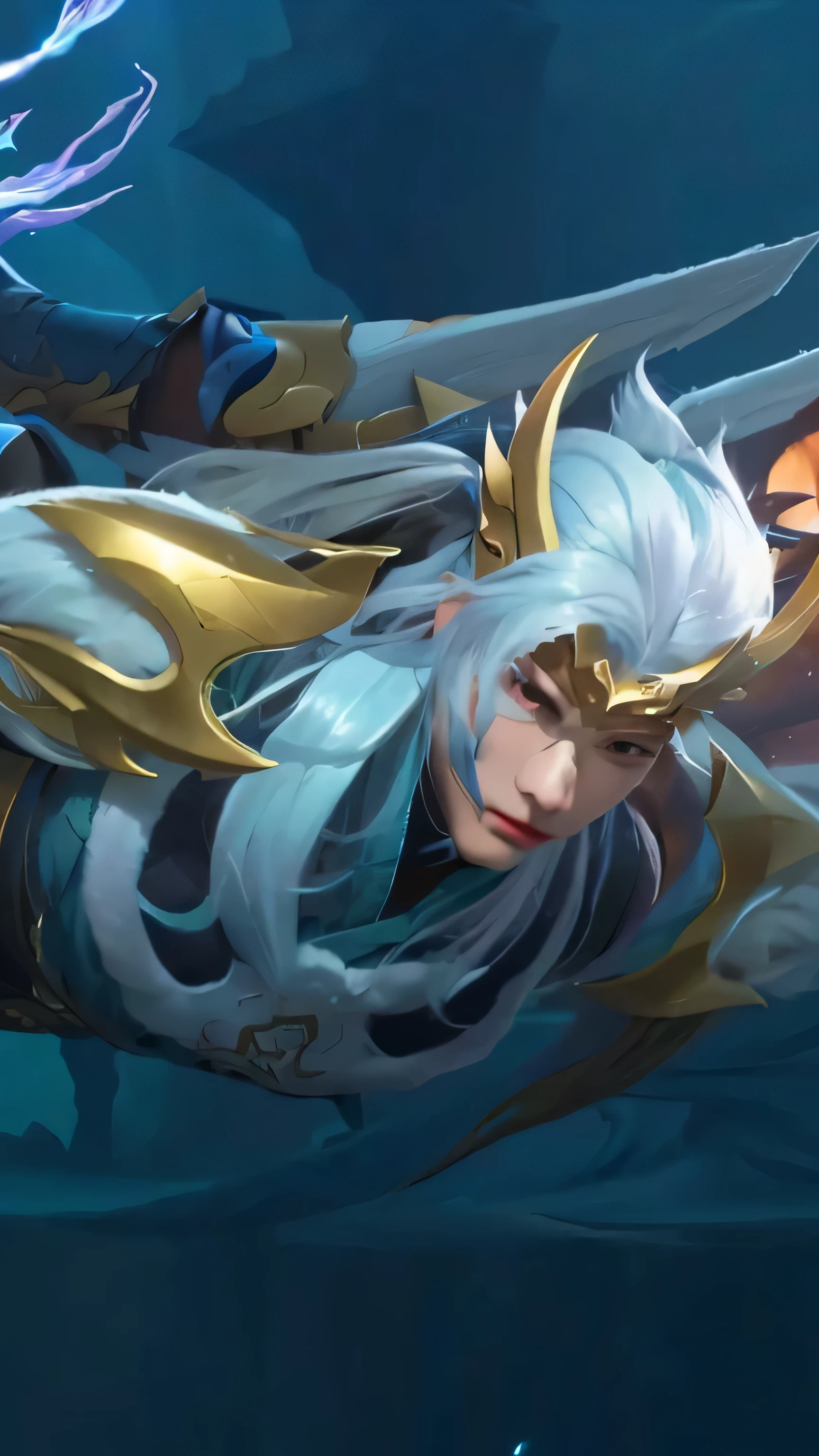 a close up of a person in a costume with a sword, inspired by Huang Shen, heise jinyao, zhao yun, inspired by Li Kan, inspired by Shen Zhou, xianxia hero, sylas, bian lian, zhongli from genshin impact, wild rift, kda, inspired by Yang Jin, league of legends character