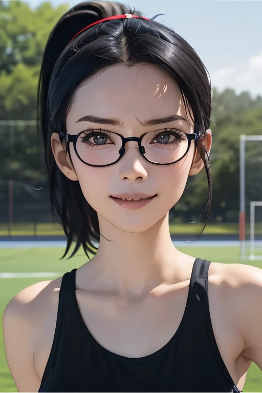sports meetingの日、sports meeting、gallery、Students cheering、女子100 m競走、((highest quality:1.4、8k、32k、Hmph:1.3))、(An unparalleled masterpiece)、((Raw photo、realism:1.6))、Japanese girl、Outdoor,playground,Schoolyard,Schoolyard,(physical education:1.3),(Per class:1.3)Girl smiling at the camera、Dynamic Pose、(sports meetingの日、100 m走、running)、Dynamic Angle、School gym clothes、Bloomers、(Huge boobs:0.5、thin abdomen、The lower body is thin)、Ulzzang-6500-v1.1、Teenage Girls、Ultra detailed face、Detailed eyes、Round face、Baby Face、Detailed Iris、double eyelid、(((Glasses、Long black hair、High up ponytail)))、Photon Mapping、Detailed skin texture、100 m