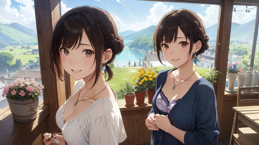 (highest quality、masterpiece、High resolution)、(Sargent-style watercolor)、(Anime Art)、Old school building、Old classroom、School in a wooden school building、Flowers Bloom、((Multiple women、Everyone is standing, Alongside))、(Detailed depiction of a beautiful face)、A kind smile、Medium Short Hair、Dark Brown Hair、Braiding、Cinematic Light、Soft sunlight、lake、Beautiful mountain range in the background、Blur the background、White bra and underwear set、Or a set of black bra and underwear、Or a set of red bra and underwear、Or a set of blue bra and underwear、Purple bra and underwear set(1.8)Orange bra and underwear set(1.8)、Horizontal striped bra(1.8)、Underwear with horizontal stripes(1.8)、Vertical striped bra(1.8)、Underwear with vertical stripes(1.8)、Floral bra(1.8)、Floral underwear(1.8)。whole bodyが写る(1.8)Commemorative photo(1.8) Group photo(1.8) T-bag underwear(1.8)
information(highest quality:1.2)、Very detailed、High resolution、masterpiece:1,2、Bright colors、Bokeh、Professional Lighting、Physically Based Rendering、Flat Color:0.8、Fine Illustration、Realistic:1.37、Makoto Shinkai style、Name Style、Light Brown Hair、Elegant update、Short Bob、、Laugh together、Dynamic poselip、cheek(Dark Brown Hair/)bangs、cheek(direction)、(最高masterpiece1.2)繊細なイラストVery detailed、Break Blue Sky、Detailed Background、20-year-old female、whole bodyが写る、A shy smile、Through clenched teeth、Through clenched teeth、lip、cheek(Flat Color: 0.8)、(masterpiece: 1,2)、(masterpiece: 1,2)、High resolution、超High resolution、highest quality、High resolution、Ultra-thin illustration、Makoto Shinkai style、Your Name is Style、Short Bob、necklace、Earrings、Dynamic pose、Selfie、whole body、Brown Hair、Braiding、Hair Bun、ponytail・Hair Bunスタイル、necklace、Valletta、ribbon、Earringsアニキュア,。