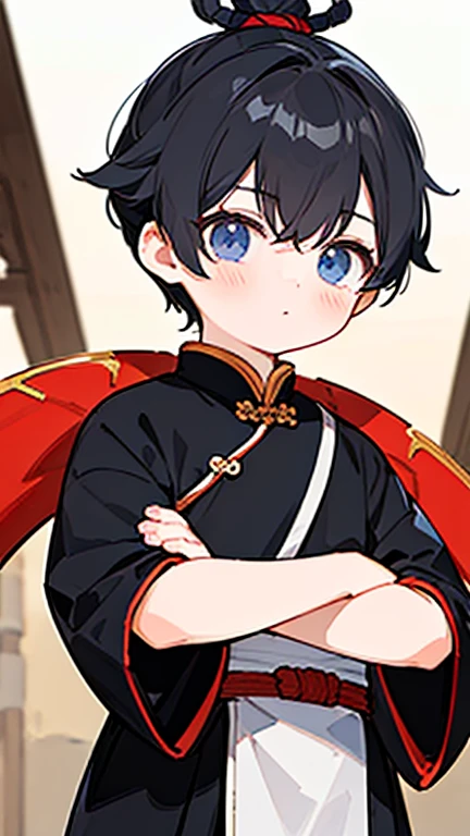 (masterpiece, best quality, 3d:1.2), hui xiyi,1boy, black hair, face, facial mark, forehead, bangs, looking at viewer, short hair, solo, tattoo, upper body, yellow eyes, rekkyo sensen, chinese clothes, black clothes, red jacket, silver choker, navel, pants, black pants, background((shanghai, architecture, blue sky, bush, castle, village, no humans, cloud, cloudy sky, day, field, garden, grass, hill, house, lamppost, landscape, mountain, mountainous horizon, nature, no humans, outdoors, scenery, shrine, sky))
