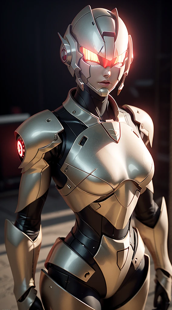 masterpiece，Best quality，high resolution，Practical，Upper Body，
1 girl，ultraman，red五角星眼，Pentagram color timer，Looking at the audience，red，Power Armor，Fully shielded，（translucent：1.4），（Posture：1.1），Biomechanics City，reflective metallic，Dramatic lighting，..3D，Extremely detailed，Octane Rendering，