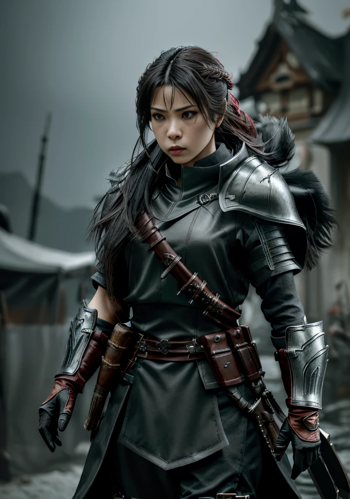 Design one ((girl)) The character is Assasin,A strong sense of justice. Assassin Armor, Stylish and unique. Take 2 Calambit knives. Volumetric Lighting, RealismBREAK (masterpiece:1.2), (best quality), 4k, Extremely detailed, (dynamic composition: 1.4), High Detail, Colorful Detailed, (gloomy color: 1.2), (Luminous lighting, Atmospheric lighting), gloomy, magic, (Solitary: 1.4), (((Wear gloves on both hands))), Dragon Hunter, Weapons catalog, (你肩上的magic翅膀)
