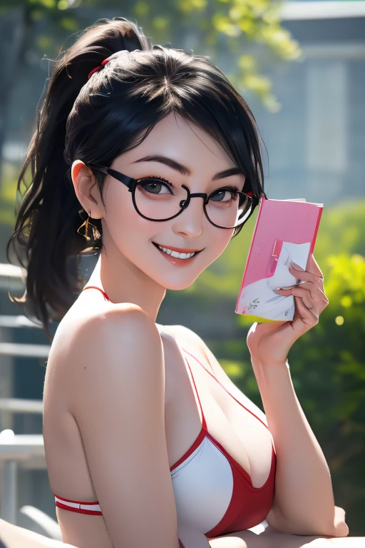 sports meetingの日、sports meeting、gallery、Students cheering、女子100 m競走、((highest quality:1.4、8k、32k、Hmph:1.3))、(An unparalleled masterpiece)、((Raw photo、realism:1.6))、Japanese girl、Outdoor,playground,Schoolyard,Schoolyard,(physical education:1.3),(Per class:1.3)Girl smiling at the camera、Dynamic Pose、(sports meetingの日、100 m走、running)、Dynamic Angle、School gym clothes、Bloomers、(Huge boobs:0.5、thin abdomen、The lower body is thin)、Ulzzang-6500-v1.1、age Girls、Ultra detailed face、Detailed eyes、Round face、Baby Face、Detailed Iris、double eyelid、(((Glasses、Long black hair、High up ponytail)))、Photon Mapping、Detailed skin texture、100 m,head to feet:1.5,