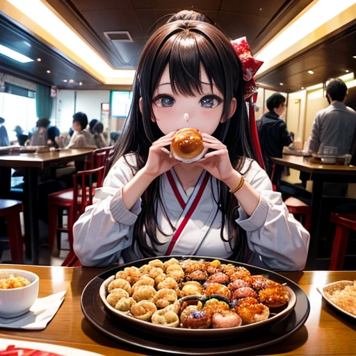 Ultra HD、Ultra high definition、Noise Reduction、perfection、beautiful girl、Kansai people、With 4 people、living、table、Takoyaki、Iron plate、Party、tableを囲む