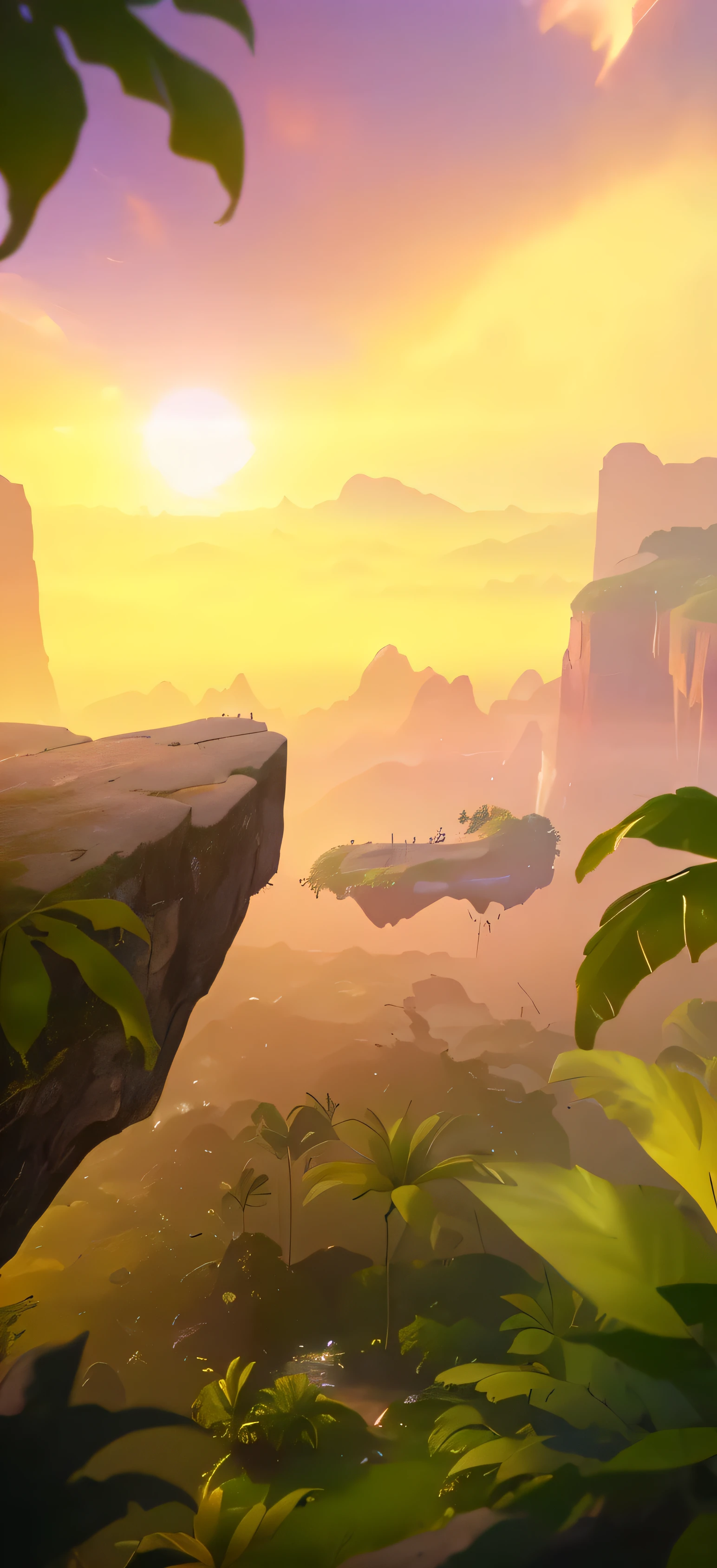 a massive cargo plane soaring over a lush jungle landscape, plunging cliffs, iconic avatar-style scenery, epic video game screenshot, majestic island panorama, serene conceptual artwork, stylized concept art inspired by Goro Fujita, high resolution 4k game screenshot, the legend of korra setting, breathtaking environment, high quality screenshot, epic environment