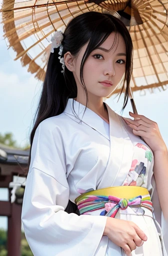 a lot of details, (slender waist), 30 years old, detailed black hair, beautiful detailed hair, super fucking beautiful, complex details beautiful and delicate eyes, perfect hands, (small breasts best quality), perfect and delicate limbs, detailed skin, best quality, ultra-detailed,full body shot,
Japanese temple, (suzaku:1.2), cloud texture, blissful, smiling, (floating:1.2), looking down, long hair tied back, (Japanese floral white yukata:1.2), Japanese, in the clouds, with a rainbow,1940s, front view, ground-level shot,monochrome,