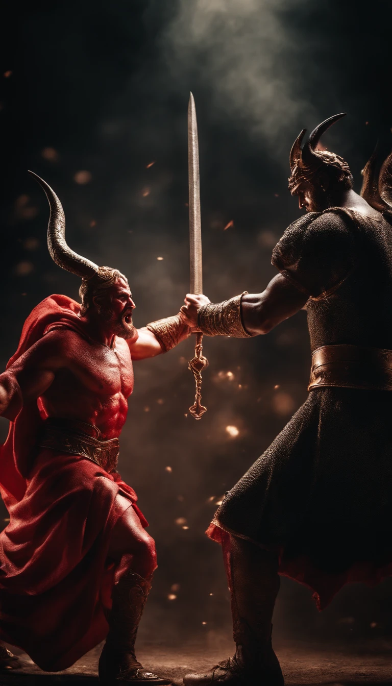 God fighting Satan 