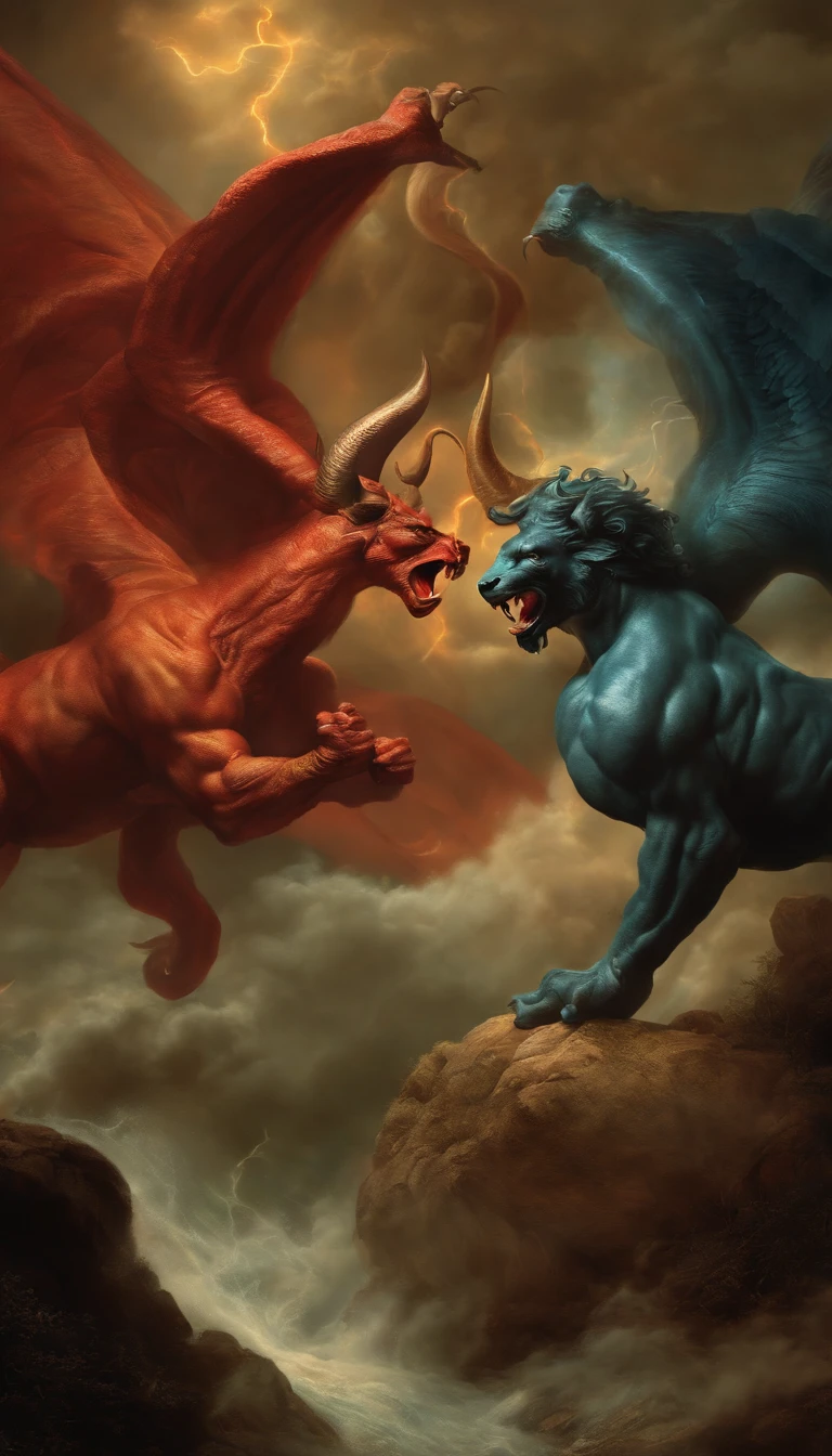 God fighting Satan 