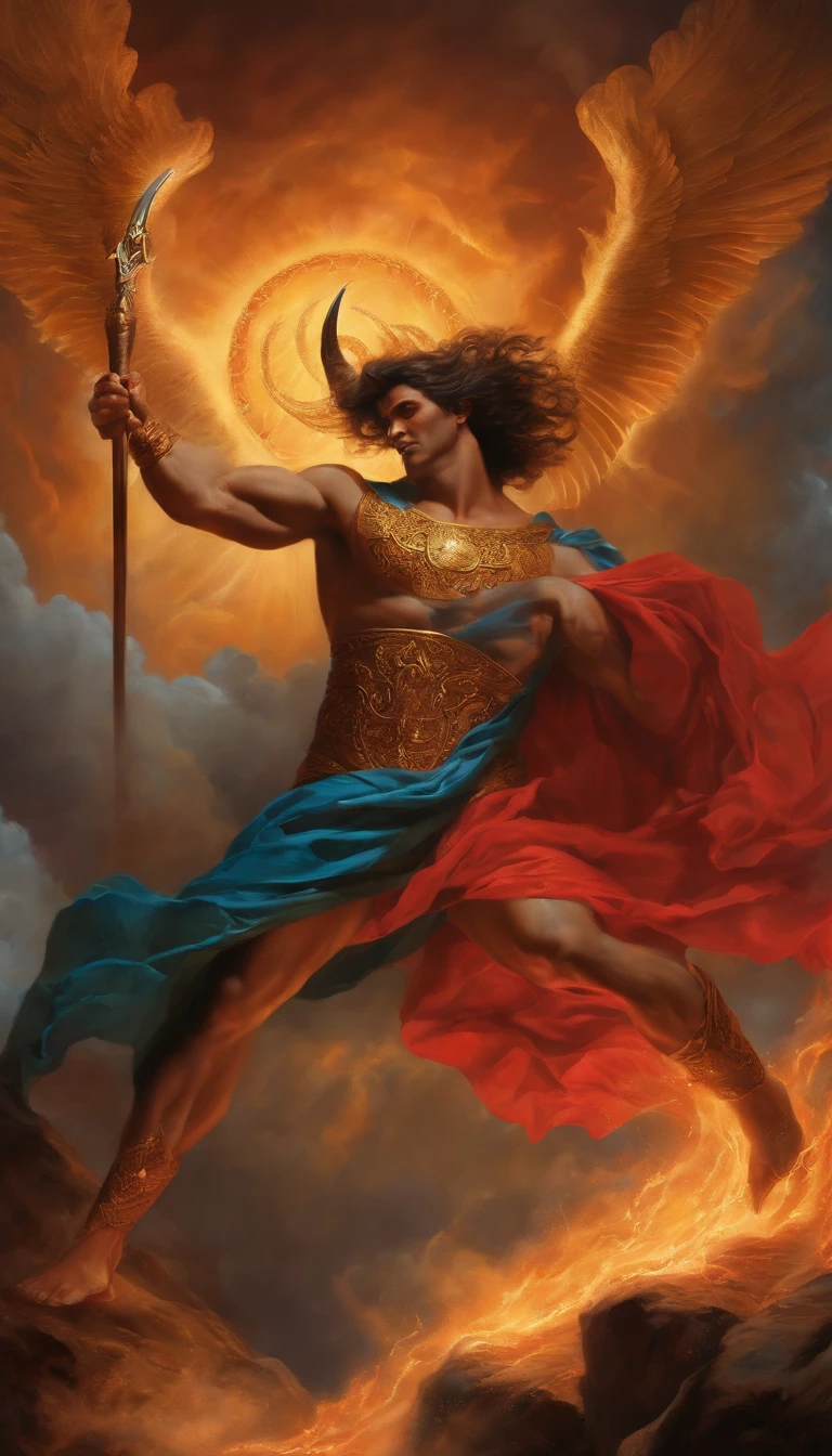 God fighting Satan