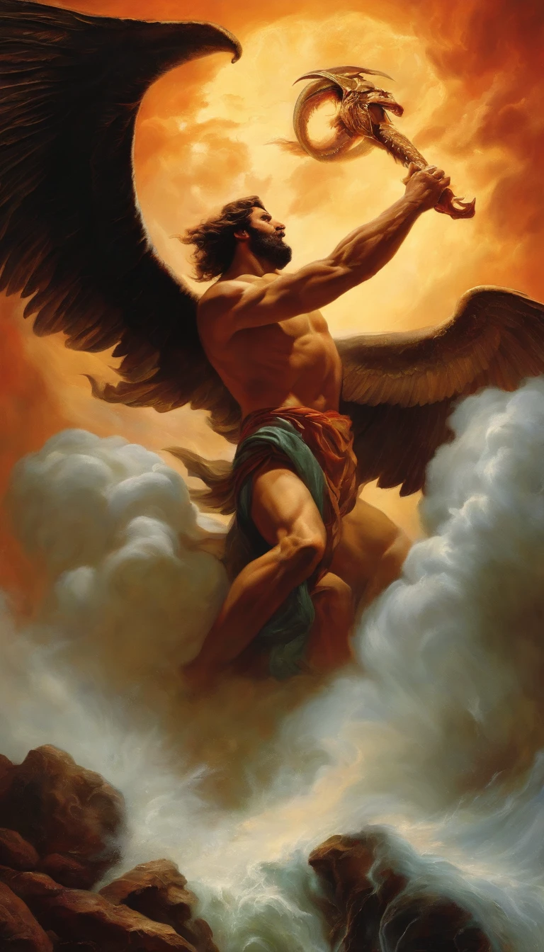 God fighting Satan 