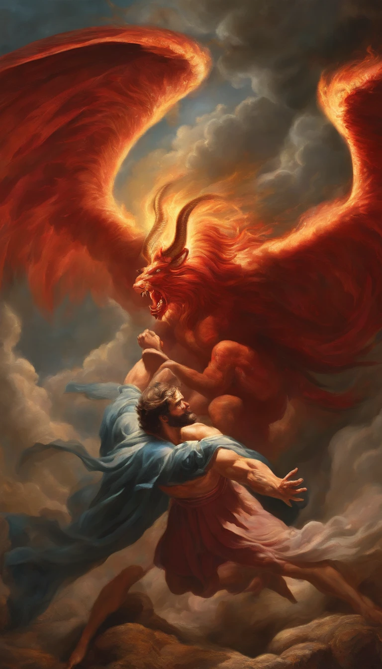 God fighting Satan 