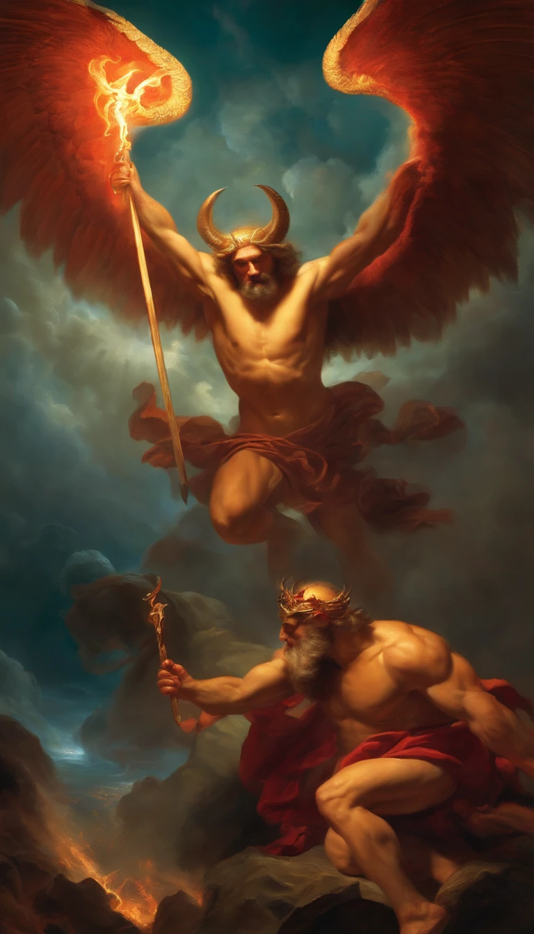 God fighting Satan 