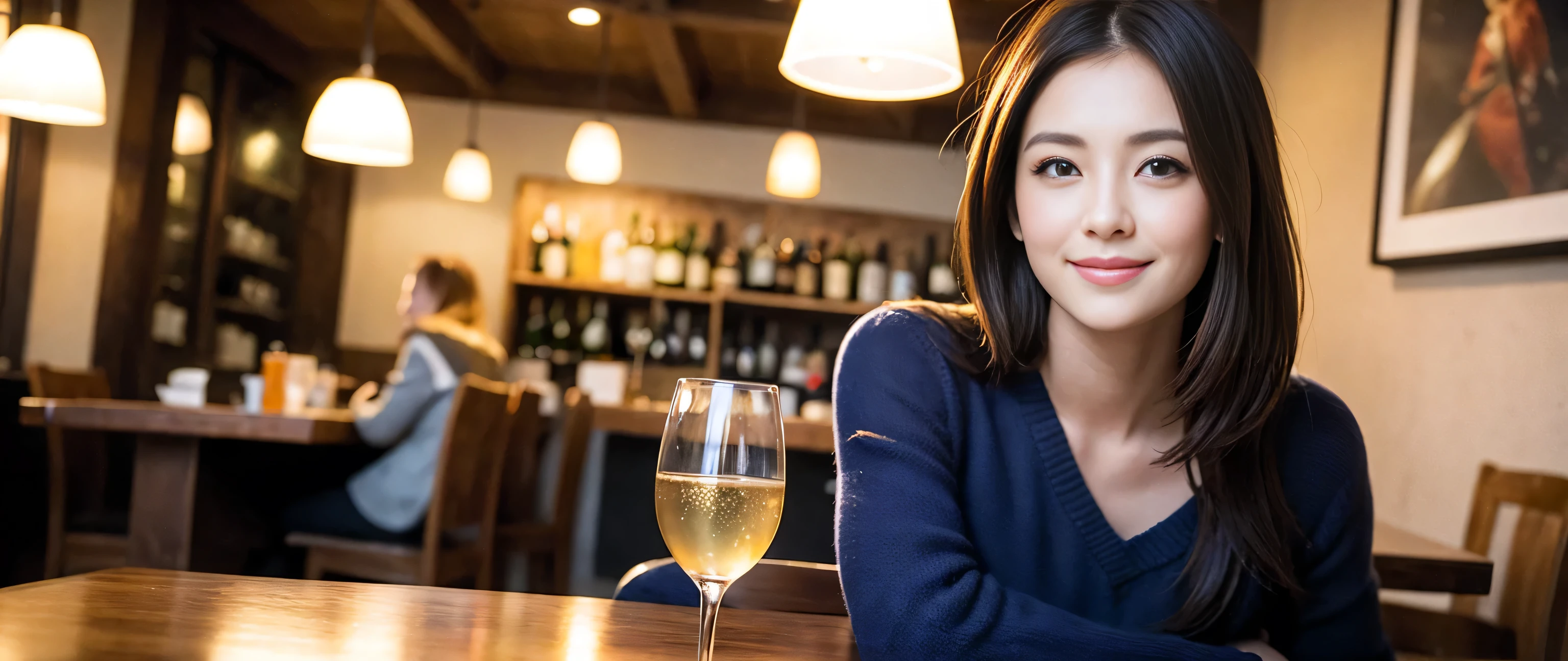 ((highest quality、8k、masterpiece:1.3))、wine 、1 male 1 female、couple、Lovers couple、Slim body、((Bob Hale、Straight hair:1.2)), (Realistic, Intricate details:1.2), テーブルにWine Glass、Shine light on your face、 Amazing view of the sunset sky and clouds、Amazing mountain views、A bright smile、The wonderfulness of smile、Bright image、The beauty of wine, Beautiful Face, blue eyes, The light shines on your face, Blushing, short hair,Bright Face、 (Age 37), 39 years old, Red wine 、Appetizers、Italian food、wine bottle、Champagne、Sparkling wine、Two beauties、Brown Hair、Shortcuts、Long sleeve shirt、dress、Pretty Woman 1, (Slim face), (The body is slim), (Brown Hair), (Shortcuts), cheeks turn a little red,Attractive beauty、restaurant, In a prominent place (From the waist up) Nova Frog Style, actress, model, Upper Body, White wine, slim, Wine Glass, 真ん中に置かれたWine Glass, smile, (smile: 1.15), Beautiful fine grain, Depth f/2,saturation, High Contrast, Strong light and shadow,Moist Body:1.5、3D texture、Delicate eyes、Brown Hair、The hair is very shiny、