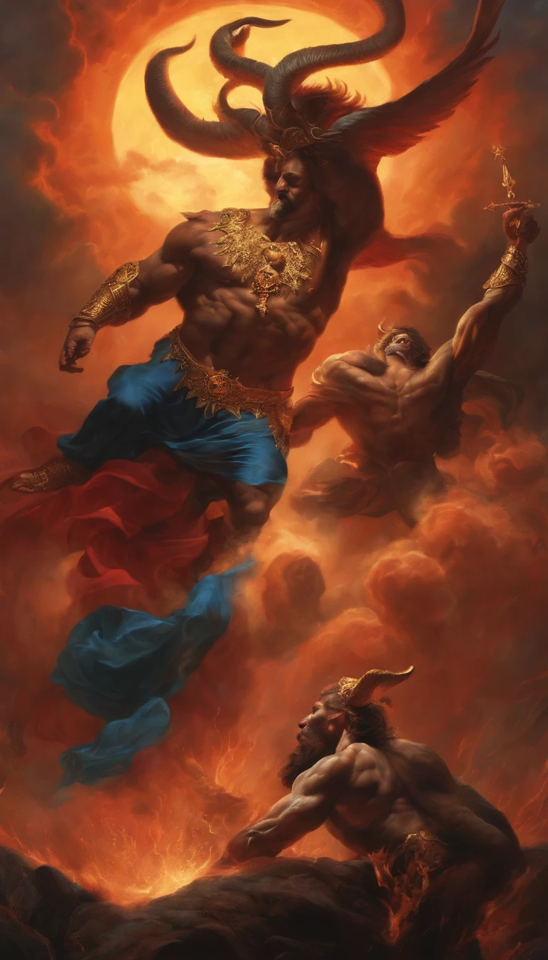 God fighting Satan 