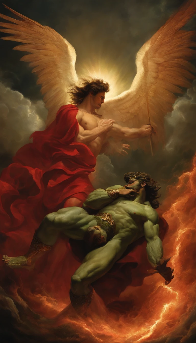 God fighting Satan