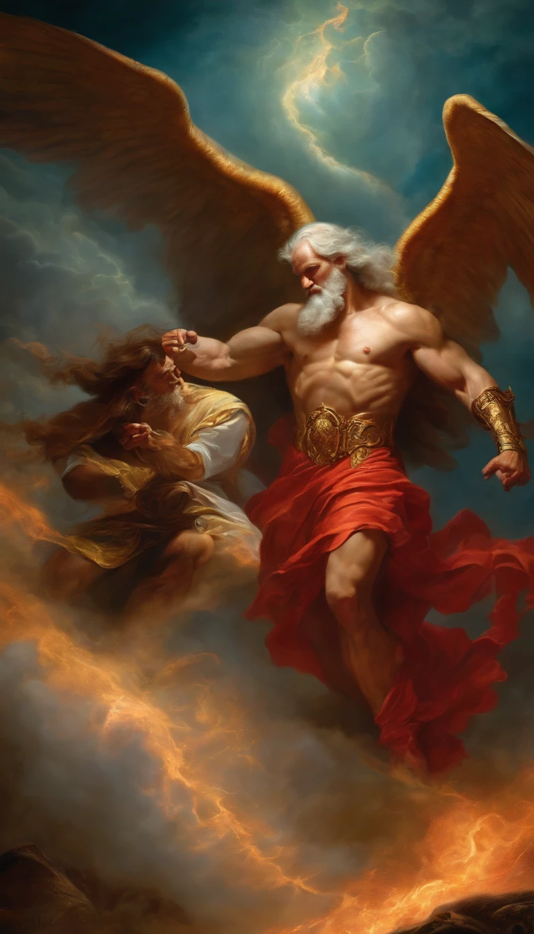 God fighting Satan