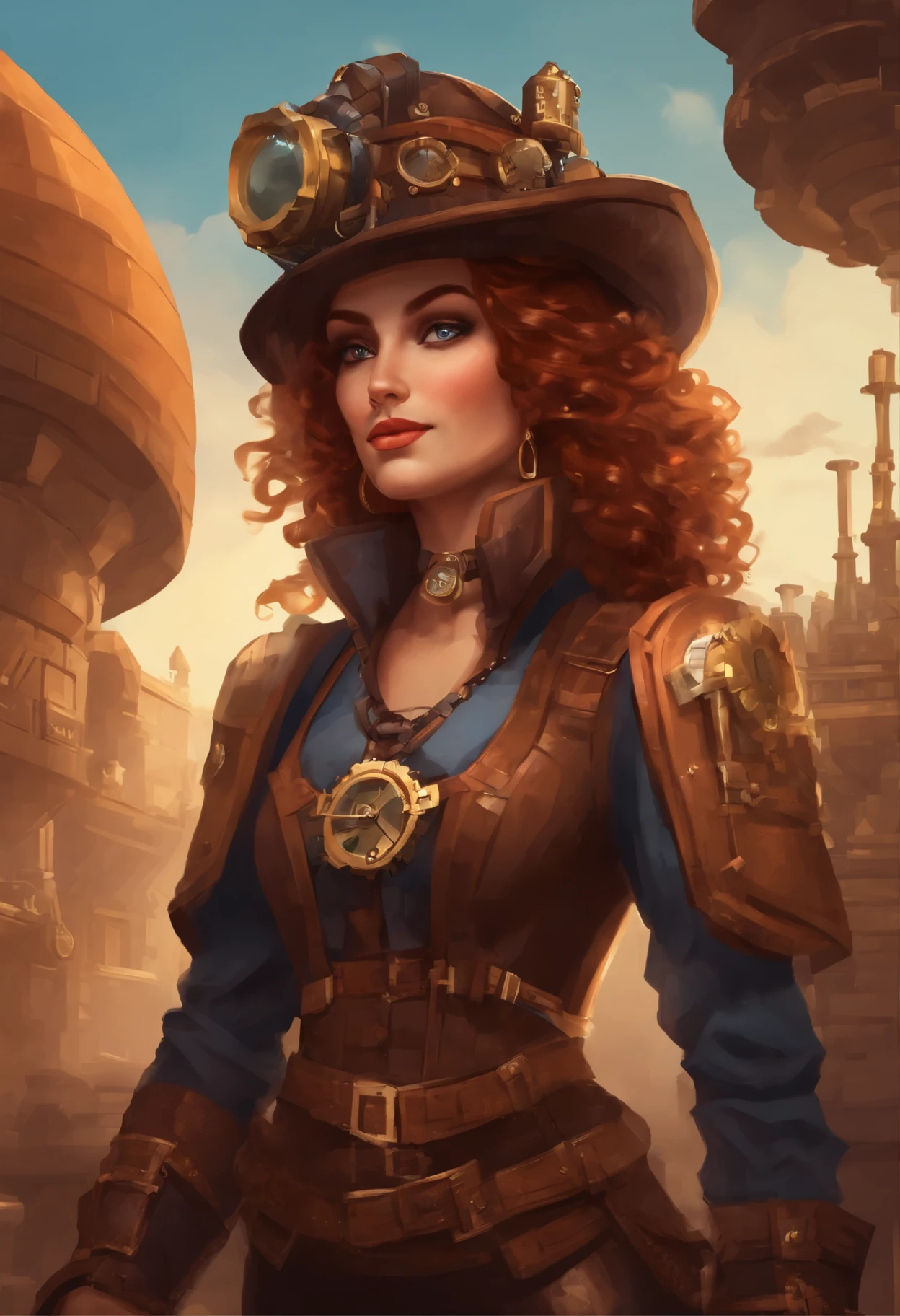 Minecraft characters, steampunk, Clean background,woman、