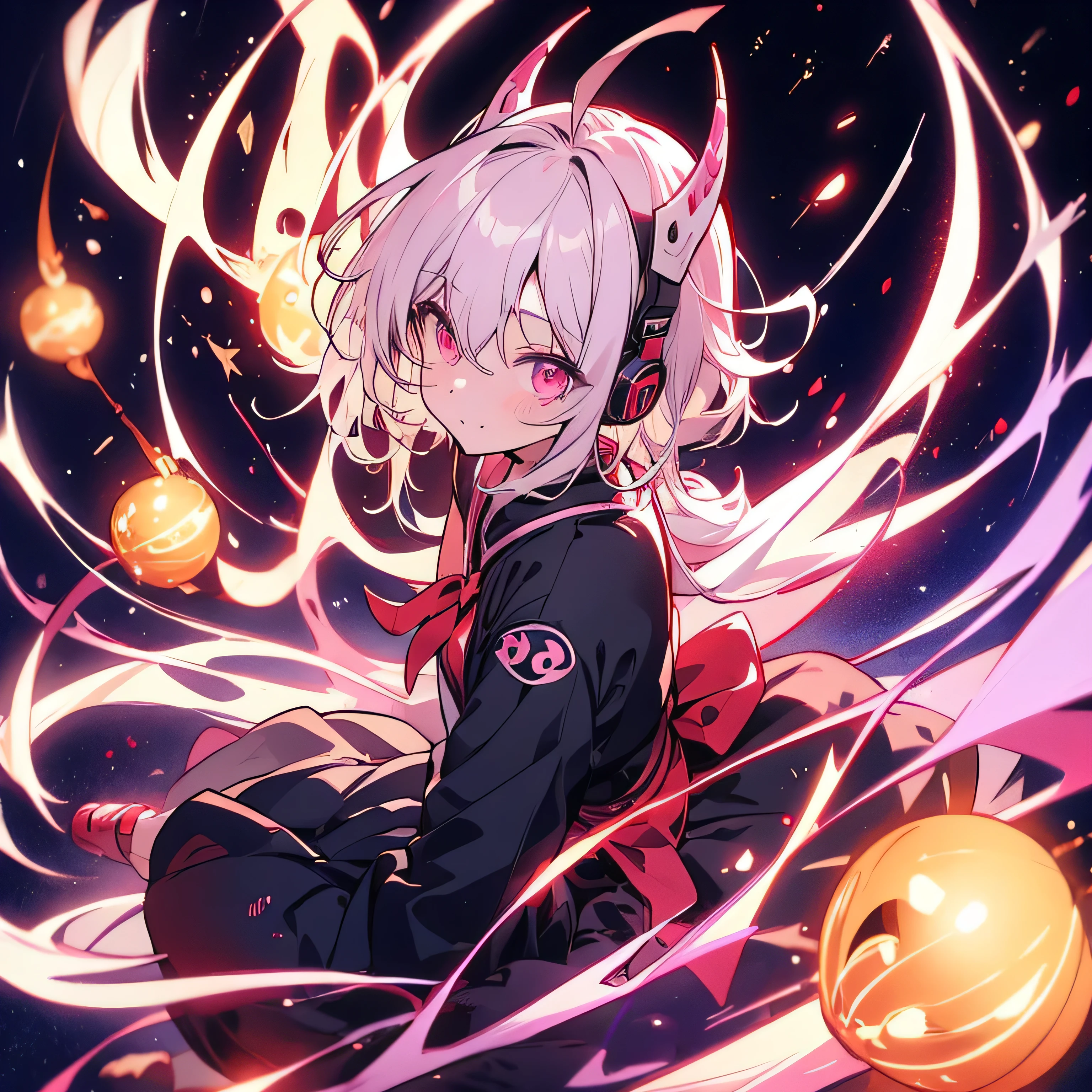 Shinobu, anime demon slayer, cute, beautiful, night, headphones