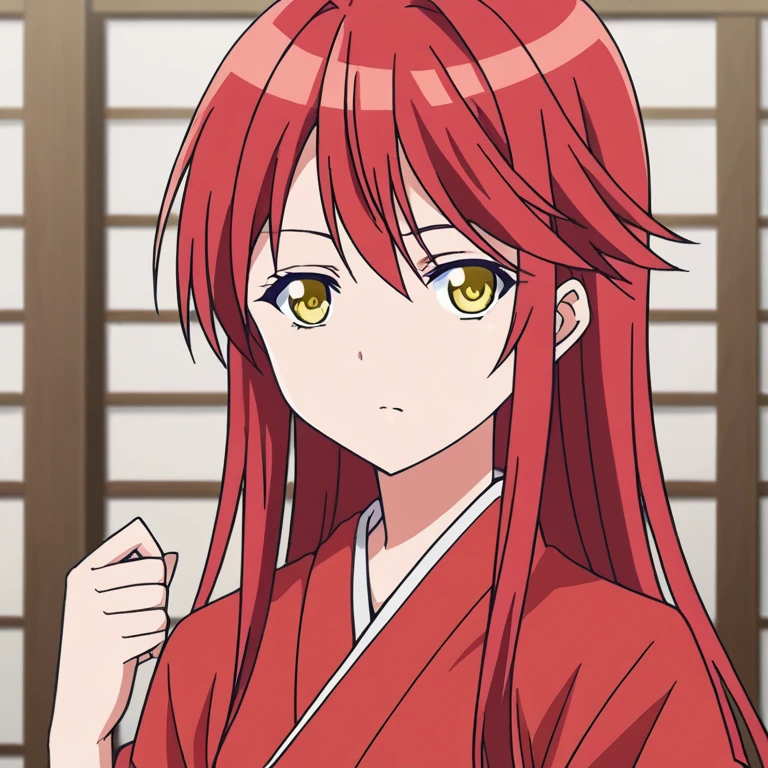  source_anime, long hair, yellow eyes, red hair, kimono clothing

solo icon 