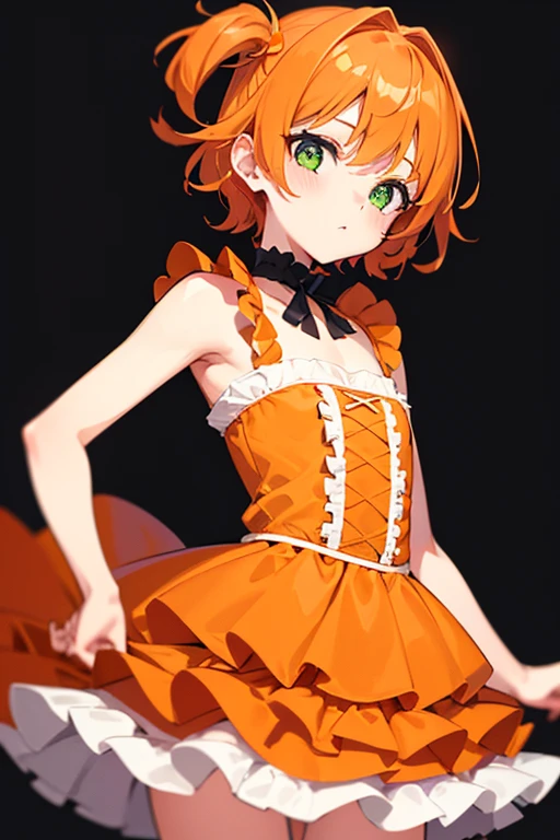 ((top quality, ultra-detailed, high resolution, extremely detailed CG, unity 8k wallpaper, by famous artist, perfect anatomy, super detailed skin, cinematic lighting, UHD, retina, anatomically correct, 1080P)), (Please draw a single one girl walking in the Japanese suburbs:1.3), ((1girl)), (Solo, face,13-year-old:2.0), a junior high school student, ((cute petit girl, chibi, babyface)) androgynous charm, Medium hair, ((full red hair)) ((redhead)), straight hair, ponytail, straight bangs, ((very thin legs)), ((skinny legs, thin body, small build)), Full limbs, complete fingers, ((perfect fingers and hands)), flat chest, small breasts, childish body, small butt, groin, Beautiful detailed full yellow gold eyes, perfect eyes, ((Pastel lolita dress with layered petticoats and delicate lace accents.)), (Detailed scenary background), full body view, Cute, kawaii single girl (one girl), full body shot, ((little young 13 years old body:1.3)), ((long skirt)), ((shoes)), ((red hair girl:1.3)), ((A natural, correctly proportioned hands)), ((straight bangs cut just to the eyebrows, perfectly aligned and not moving to the side:1.3))