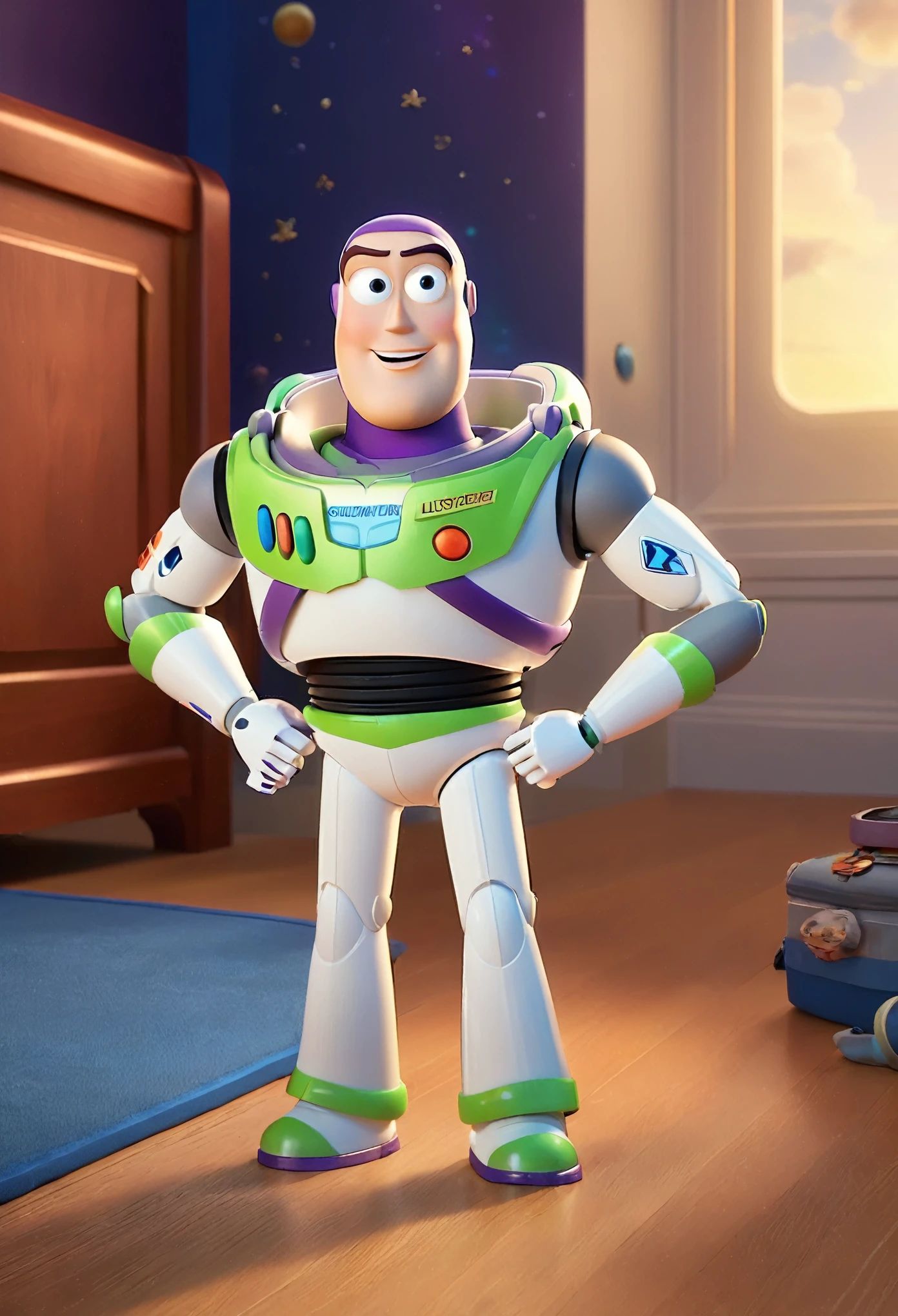 1 Buzz Lightyear，traditional media,look up,Room Background ,(Buzz Lightyear details） ,( solitary)