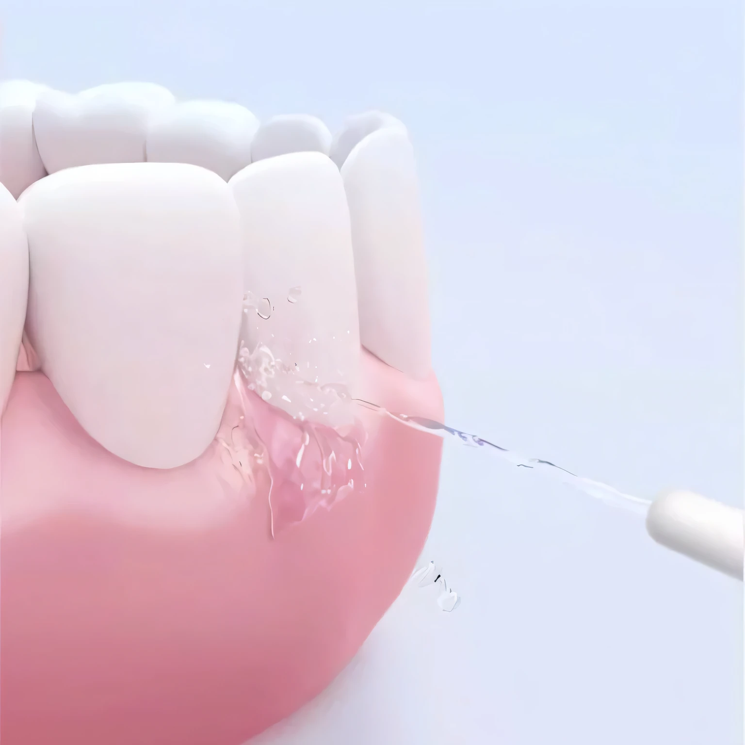 Close up of teeth with toothbrush and toothpaste,, gum tissue, Hyper-realistic illustration, Super detailed illustrations, Very detailed back of mouth, Show your teeth, Yadil, Hyper-realistic rendering, Hyper-realistic rendering, Drooling, High detail illustration, Realistic illustrations, filled with water, hyperdetailed illustration